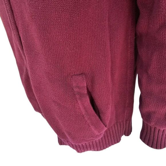 L.L. Bean Men’s M Tall Burgundy Full Zip Cotton Sweater Jacket Knit Cardigan Poc - Picture 5 of 7